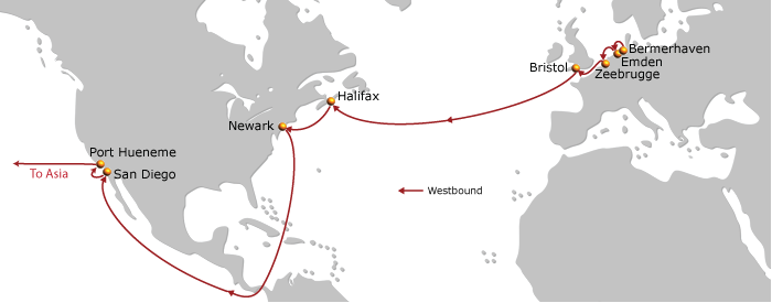 North Europe to US East and West Coast (EUPAC)